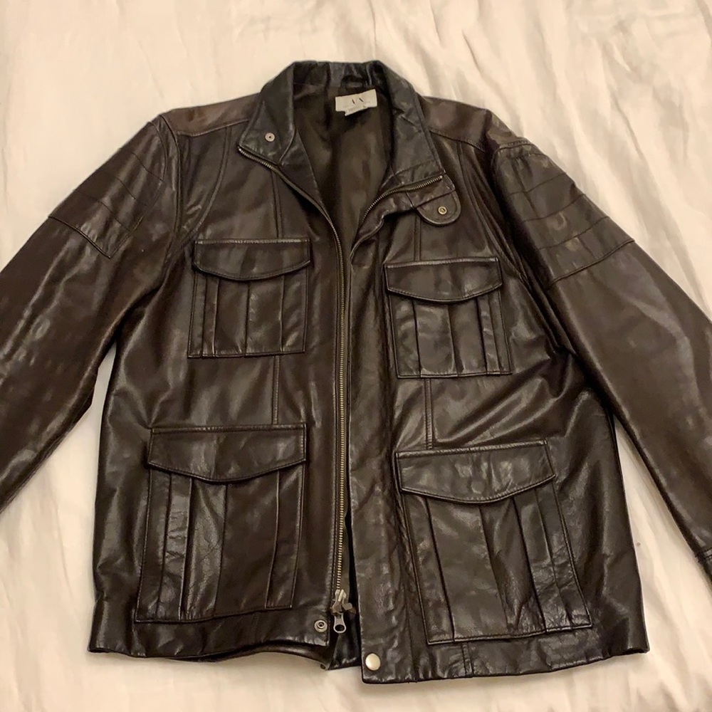 Men’s Armani exchange brown leather jacket